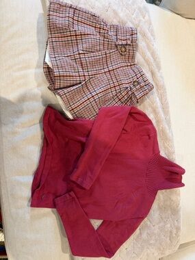 Pink Plaid Shorts and Raspberry Turtleneck Set
